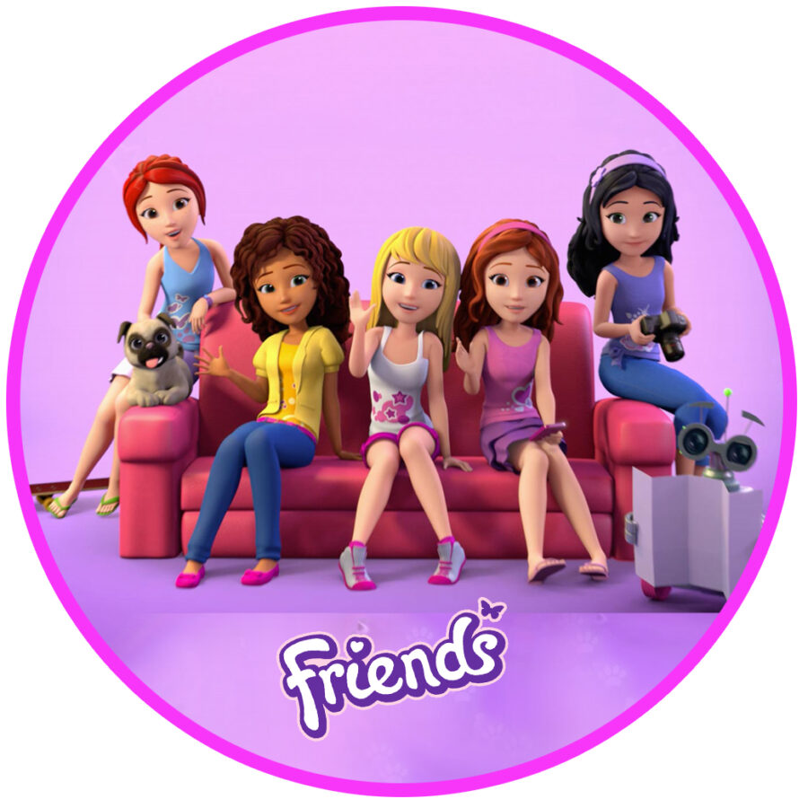 Cialda ostia per torta tonda, LEGO FRIENDS, personalizzata con nome, disco, dolce, torte, cialde, ostie, cake topper, decorazioni, BN