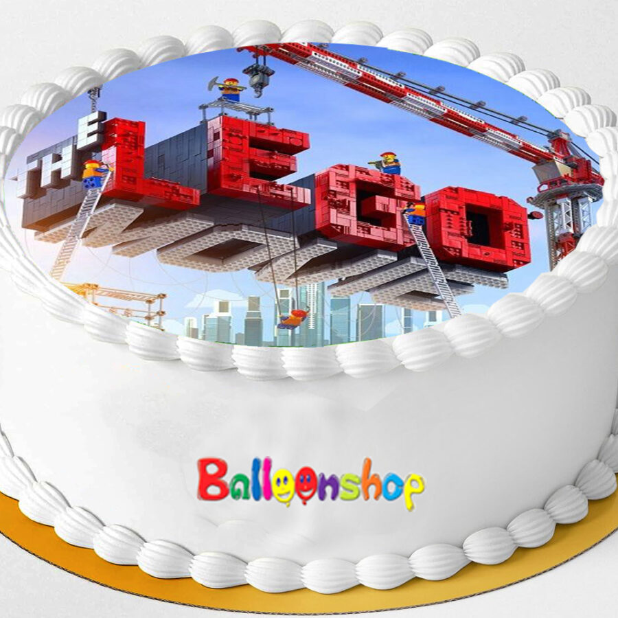 Cialda ostia senza glutine per torta tonda, LEGO MOVIE, personalizzata con nome, disco, dolce, torte, cialde, ostie, cake topper, decorazioni, AP