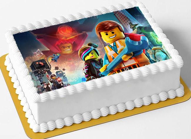 Cialda ostia senza glutine per torta rettangolare, LEGO MOVIE, personalizzata con nome, disco, dolce, torte, cialde, ostie, cake topper, decorazioni, AH
