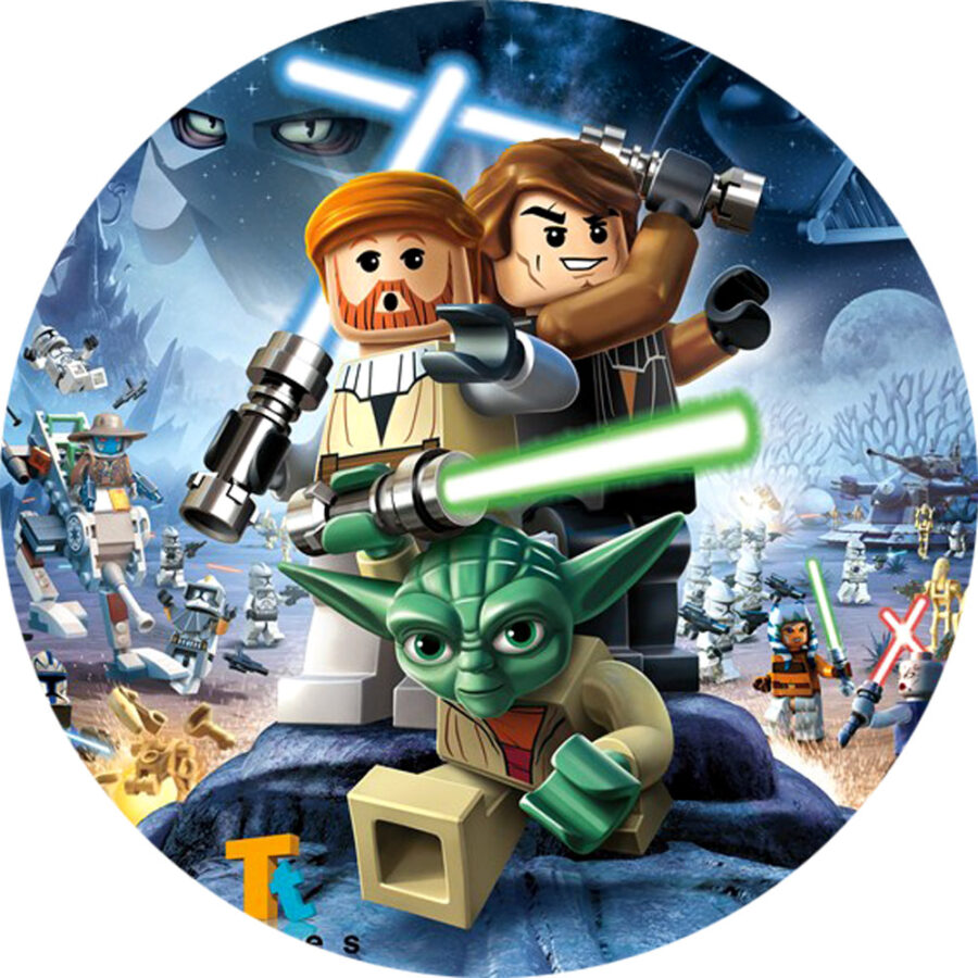 Cialda ostia senza glutine per torta tonda, LEGO STAR WARS, personalizzata con nome, disco, dolce, torte, cialde, ostie, cake topper, decorazioni, AB