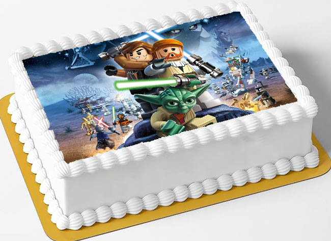 Cialda ostia senza glutine per torta rettangolare, LEGO STAR WARS, personalizzata con nome, disco, dolce, torte, cialde, ostie, cake topper, decorazioni, AP