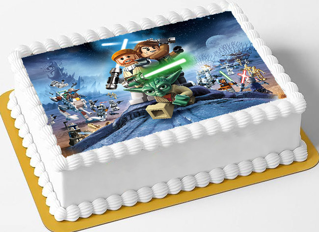 Cialda ostia senza glutine per torta rettangolare, LEGO STAR WARS, personalizzata con nome, disco, dolce, torte, cialde, ostie, cake topper, decorazioni, AQ