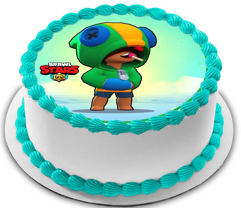 Cialda in ostia per torta tonda commestibile senza glutine, LEON, BRAWL STARS, personalizzata con nome, disco, dolce, torte, cialde, fogli, ostie, cake topper, decorazioni, AZ