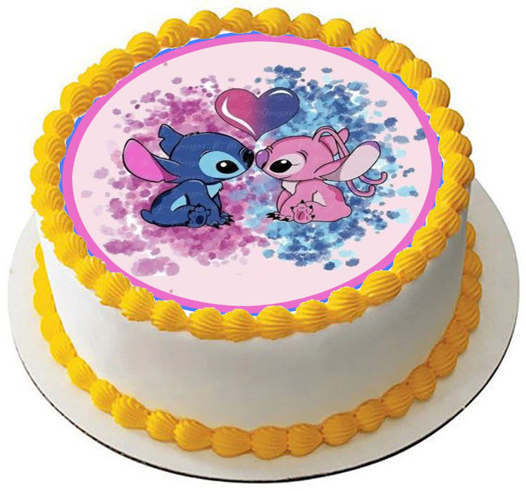 Cialda in ostia commestibile senza glutine per torta tonda LILO E STITCH, personalizzata con nome, disco, dolce, torte, cialde, foglio, ostie, cake topper, decorazioni, BF