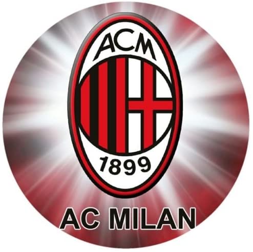 Cialda in ostia per torta tonda MILAN LOGO STEMMA CALCIO, personalizzata con nome, commestibile, disco, dolce, torte, cialde, ostie, cake topper, decorazioni, 03