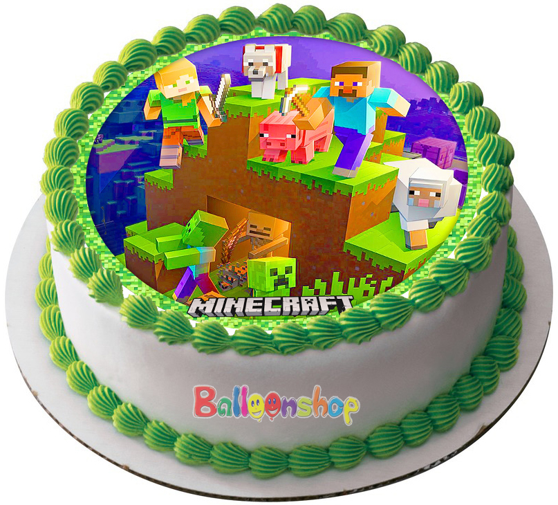 Cialda ostia senza glutine per torta tonda, MINECRAFT, personalizzata con nome, disco, dolce, torte, cialde, foglio, ostie, cake topper, decorazioni, AS