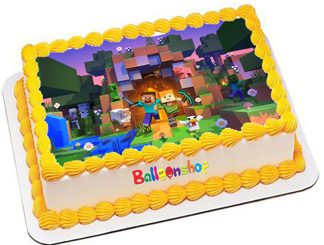Cialda in ostia commestibile per torta rettangolare MINECRAFT, personalizzata con nome, disco, dolce, torte, cialde, foglio, ostie, cake topper, decorazioni AF
