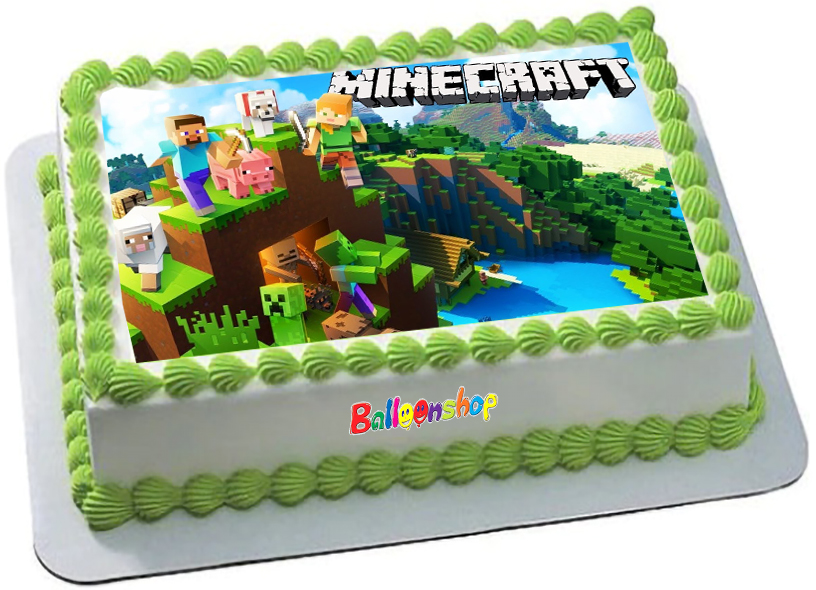 Cialda in ostia commestibile per torta rettangolare MINECRAFT, personalizzata con nome, disco, dolce, torte, cialde, foglio, ostie, cake topper, decorazioni AE
