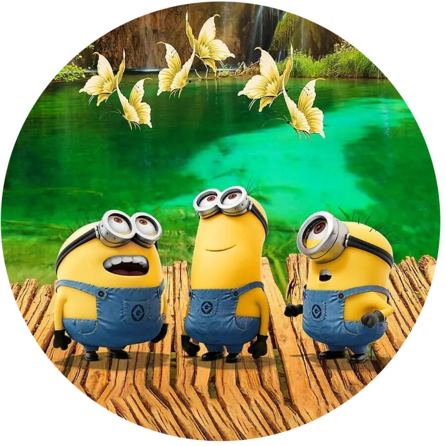 Cialda in ostia per torta tonda commestibile senza glutine, MINIONS, personalizzata con nome, disco, dolce, torte, cialde, fogli, ostie, cake topper, decorazioni, AG