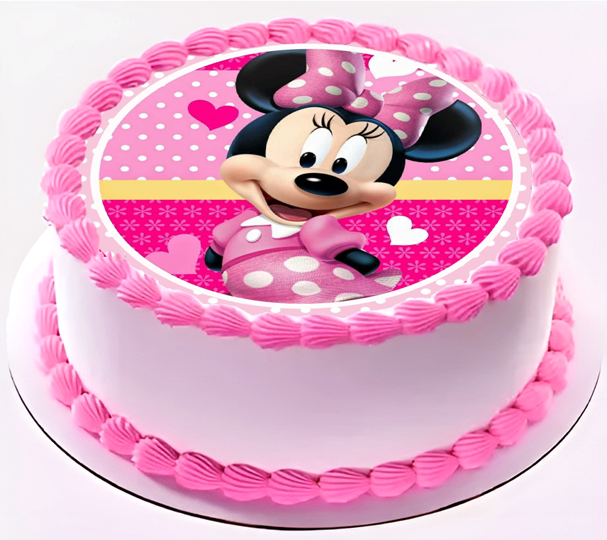 Cialda ostia senza glutine per torta tonda, MINNIE ROSA, personalizzata con nome, disco, dolce, torte, cialde, foglio, ostie, cake topper, decorazioni, AA