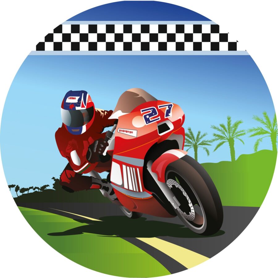 Cialda in ostia per torta tonda commestibile senza glutine, MOTO DA CORSA, personalizzata con nome, disco, dolce, torte, cialde, fogli, ostie, cake topper, decorazioni, AA