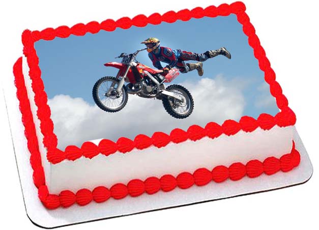 Cialda in ostia commestibile per torta rettangolare MOTOCROSS, MOTO DA CROSS, personalizzata con nome, disco, dolce, torte, cialde, foglio, ostie, cake topper, decorazioni, BB