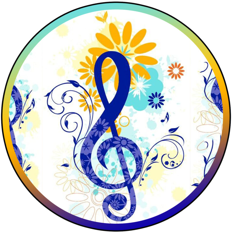 Cialda in ostia commestibile per torta tonda MUSICA, CHIAVE DI VIOLINO, NOTE MUSICALI, personalizzata con nome, disco, dolce, torte, cialde, foglio, ostie, cake topper, decorazioni, AD