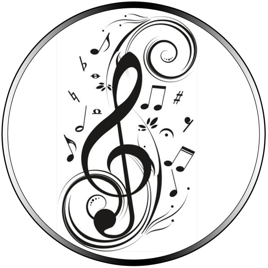 Cialda in ostia commestibile per torta tonda MUSICA, CHIAVE DI VIOLINO, NOTE MUSICALI, personalizzata con nome, disco, dolce, torte, cialde, foglio, ostie, cake topper, decorazioni, AE