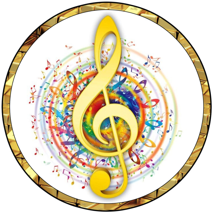 Cialda in ostia commestibile per torta tonda MUSICA, CHIAVE DI VIOLINO, NOTE MUSICALI, personalizzata con nome, disco, dolce, torte, cialde, foglio, ostie, cake topper, decorazioni, AF