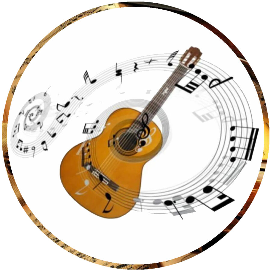 Cialda in ostia commestibile per torta tonda MUSICA, CHITARRA, NOTE MUSICALI, personalizzata con nome, disco, dolce, torte, cialde, foglio, ostie, cake topper, decorazioni, AM