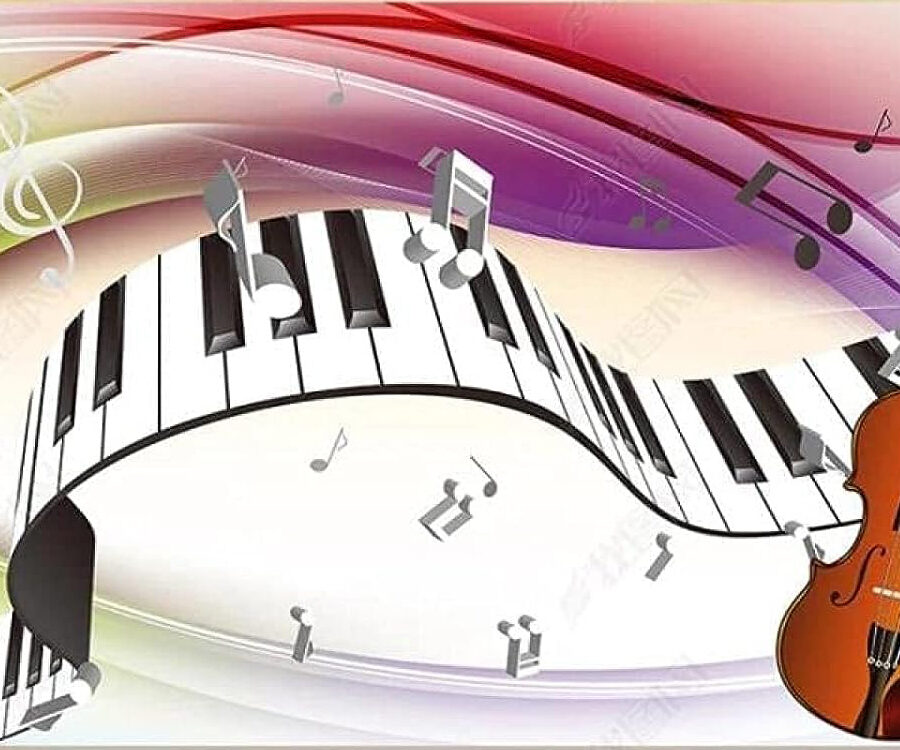 Cialda in ostia commestibile per torta rettangolare MUSICA, VIOLINO, TASTIERA, STRUMENTO, NOTE MUSICALI, personalizzata con nome, disco, dolce, torte, cialde, foglio, ostie, cake topper, decorazioni, BI