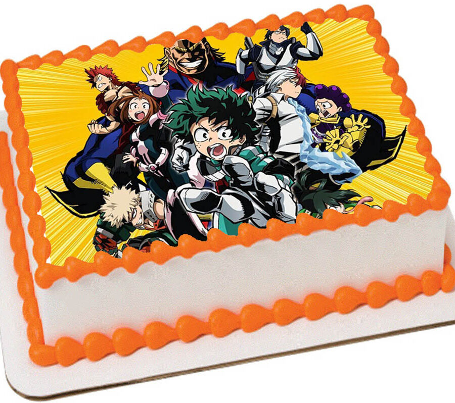 Cialda in ostia per torta rettangolare commestibile senza glutine, MY HERO ACADEMIA, personalizzata con nome, disco, dolce, torte, cialde, fogli, ostie, cake topper, decorazioni, AV