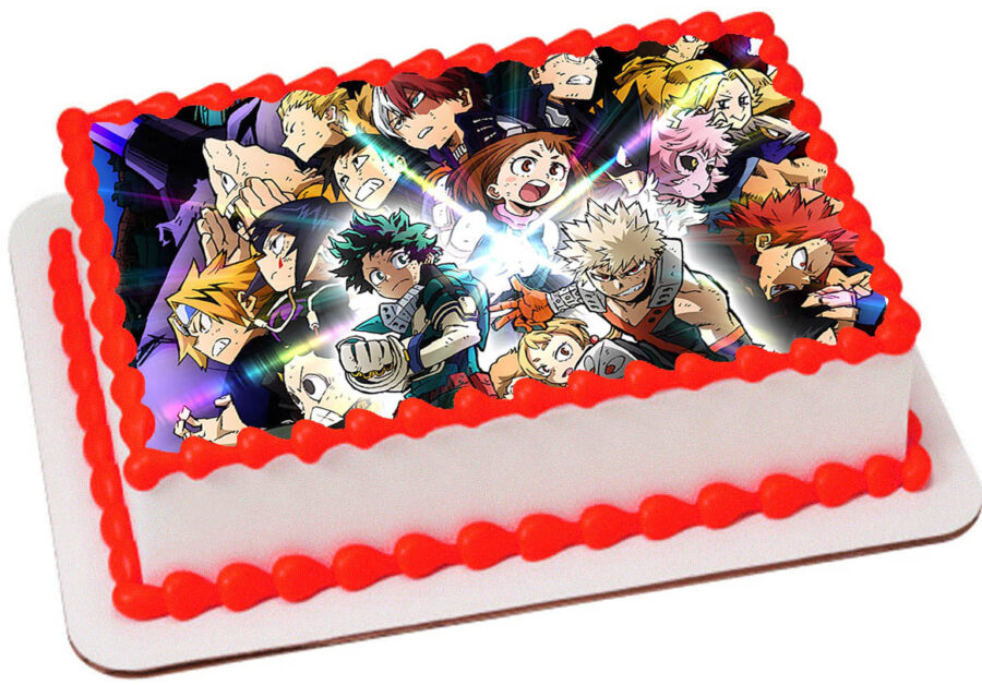 Cialda in ostia per torta rettangolare commestibile senza glutine, MY HERO ACADEMIA, personalizzata con nome, disco, dolce, torte, cialde, fogli, ostie, cake topper, decorazioni, AZ