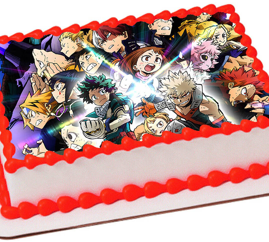 Cialda in ostia per torta rettangolare commestibile senza glutine, MY HERO ACADEMIA, personalizzata con nome, disco, dolce, torte, cialde, fogli, ostie, cake topper, decorazioni, AZ