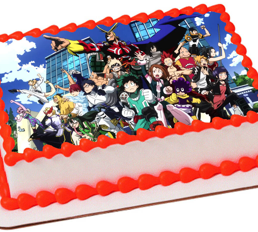 Cialda in ostia per torta rettangolare commestibile senza glutine, MY HERO ACADEMIA, personalizzata con nome, disco, dolce, torte, cialde, fogli, ostie, cake topper, decorazioni, BA