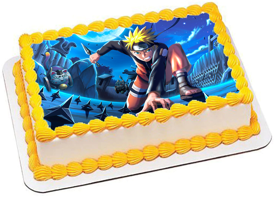 Cialda in ostia per torta rettangolare commestibile senza glutine, NARUTO, personalizzata con nome, disco, dolce, torte, cialde, fogli, ostie, cake topper, decorazioni, AH