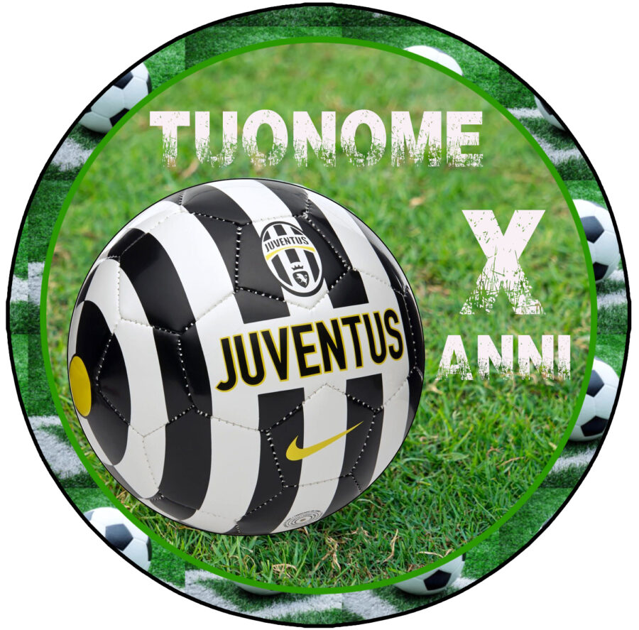 Cialda in ostia per torta tonda PALLONE DA CALCIO JUVE STEMMA LOGO, personalizzata con nome, disco, dolce, torte, cialde, ostie, cake topper, decorazioni, 38