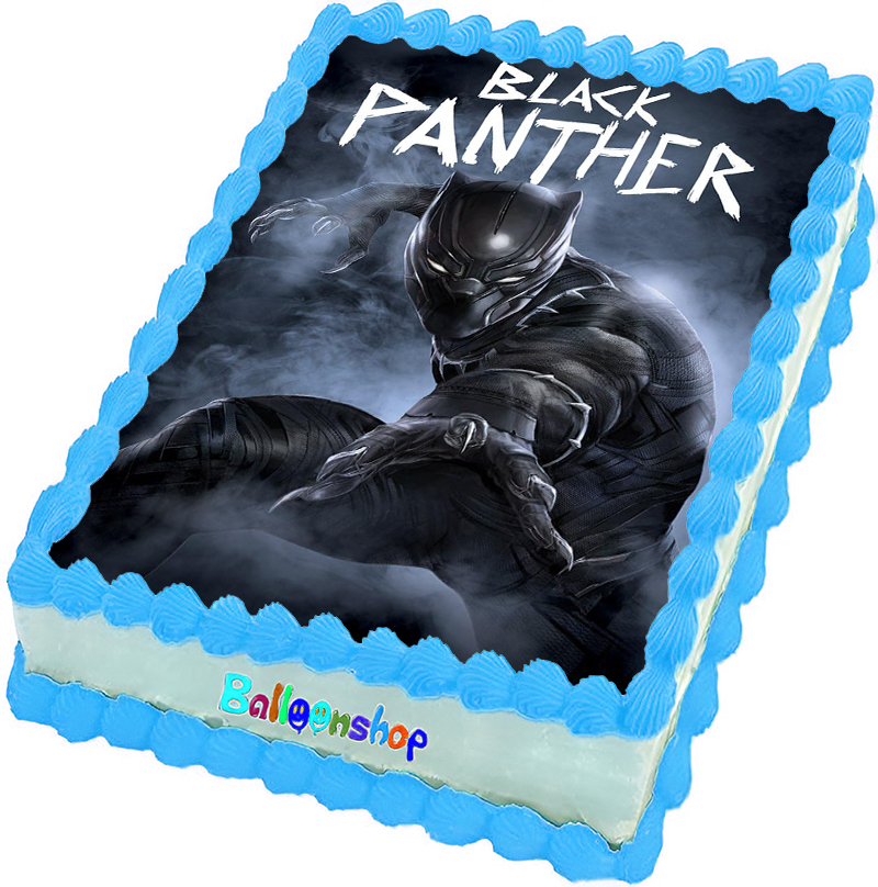 Cialda ostia senza glutine per torta rettangolare, PANTERA NERA, BLACK PANTHER, personalizzata con nome, disco, dolce, torte, cialde, ostie, cake topper, decorazioni, AG