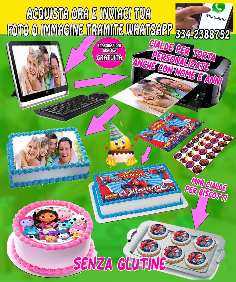 Stampiamo la VOSTRA FOTO O IMMAGINE su cialda in ostia per farvi realizzare una bellissima torta personalizzata, cialde, disco, dolce, torte, ostie, cake topper dolce, decorazioni, AG