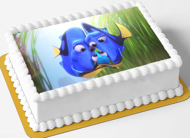 Cialda in ostia per torta rettangolare senza glutine, PESCIOLINO DORY, DISNEY, personalizzata con nome, disco, dolce, torte, cialde, fogli, ostie, cake topper, decorazioni, AB