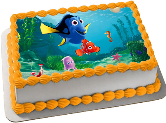 Cialda in ostia per torta rettangolare senza glutine, PESCIOLINO, NEMO, DISNEY, personalizzata con nome, disco, dolce, torte, cialde, fogli, ostie, cake topper, decorazioni, BF