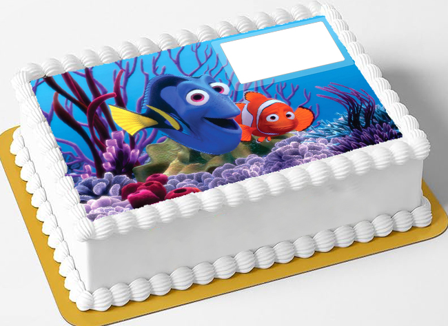 Cialda in ostia per torta rettangolare senza glutine, PESCIOLINO, NEMO, DISNEY, personalizzata con nome, disco, dolce, torte, cialde, fogli, ostie, cake topper, decorazioni, BH