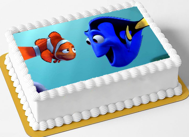 Cialda in ostia per torta rettangolare senza glutine, PESCIOLINO, NEMO, DISNEY, personalizzata con nome, disco, dolce, torte, cialde, fogli, ostie, cake topper, decorazioni, BL
