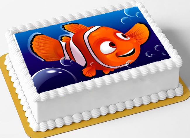 Cialda in ostia per torta rettangolare senza glutine, PESCIOLINO, NEMO, DISNEY, personalizzata con nome, disco, dolce, torte, cialde, fogli, ostie, cake topper, decorazioni, BQ