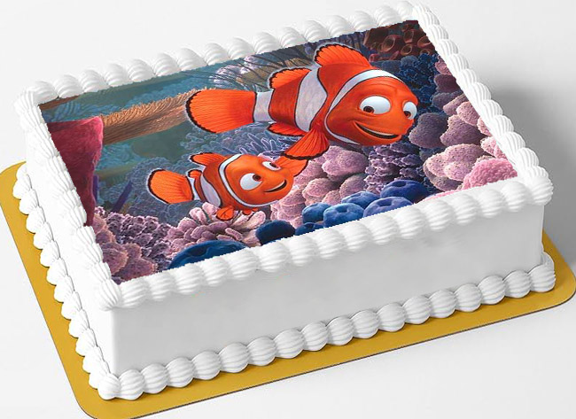 Cialda in ostia per torta rettangolare senza glutine, PESCIOLINO, NEMO, DISNEY, personalizzata con nome, disco, dolce, torte, cialde, fogli, ostie, cake topper, decorazioni, AH