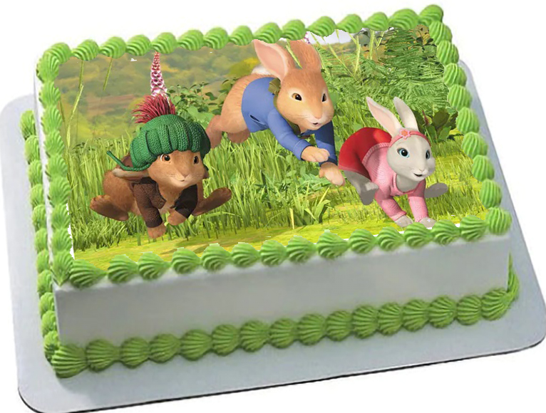 Cialda ostia per torta senza glutine rettangolare, PETER CONIGLIO, RABBIT, personalizzata con nome, disco, dolce, torte, cialde, fogli, ostie, cake topper, decorazioni, AE