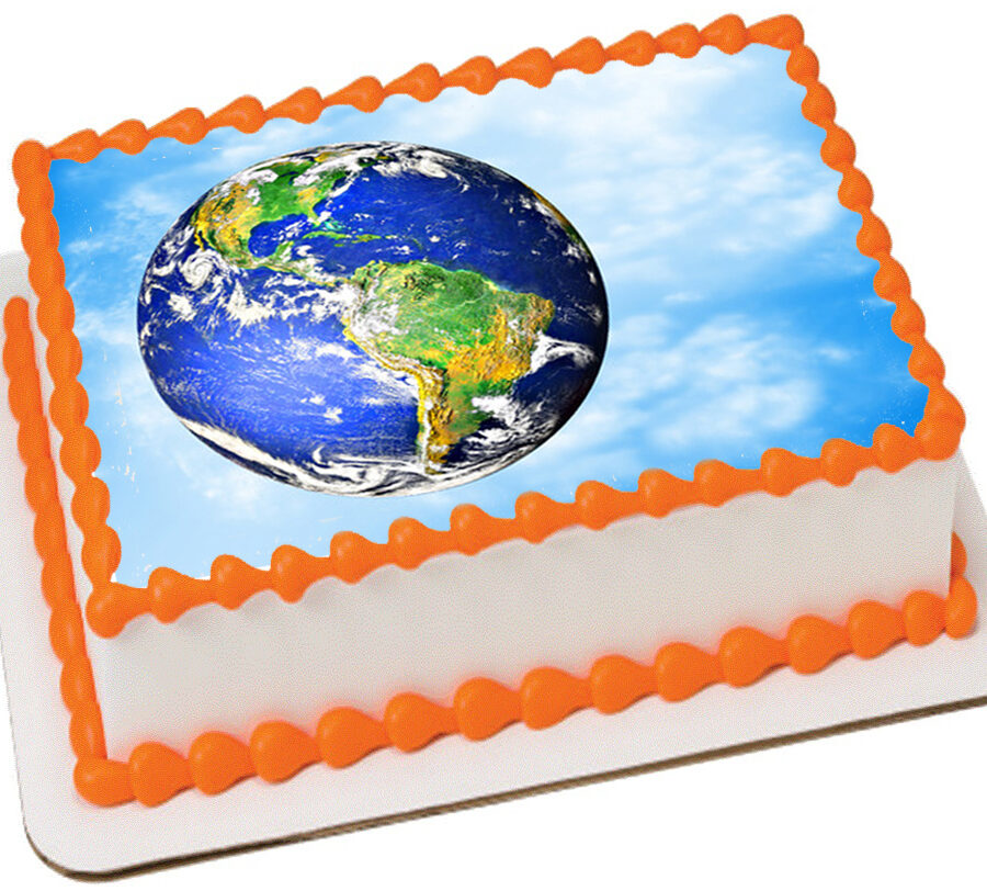Cialda in ostia per torta rettangolare commestibile senza glutine, PIANETA TERRA, personalizzata con nome, disco, dolce, torte, cialde, fogli, ostie, cake topper, decorazioni, AH