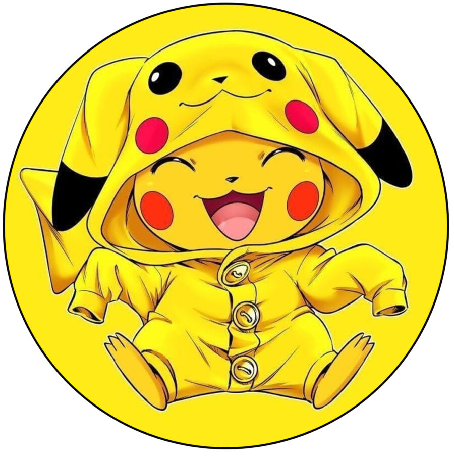 Cialda in ostia commestibile per torta tonda POKEMON PIKACHU, personalizzata con nome, disco, dolce, torte, cialde, ostie, cake topper, decorazioni, 115
