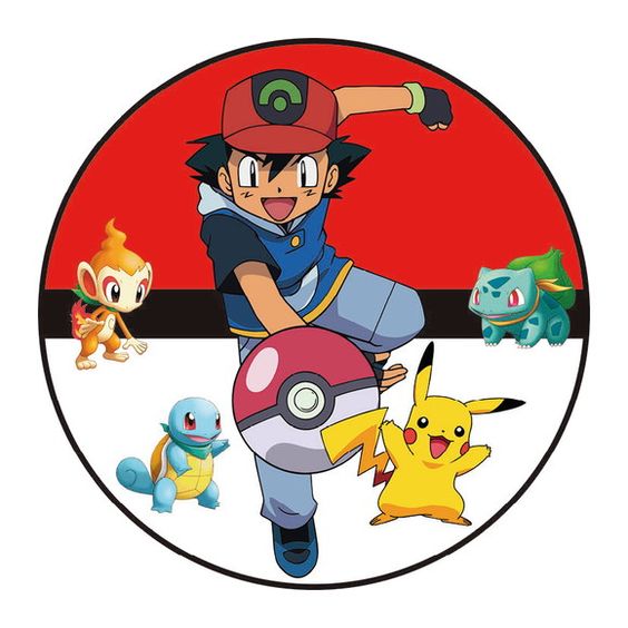 Cialda in ostia commestibile per torta tonda POKEMON ASH E PIKACHU, personalizzata con nome, disco, dolce, torte, cialde, ostie, cake topper, decorazioni, 119