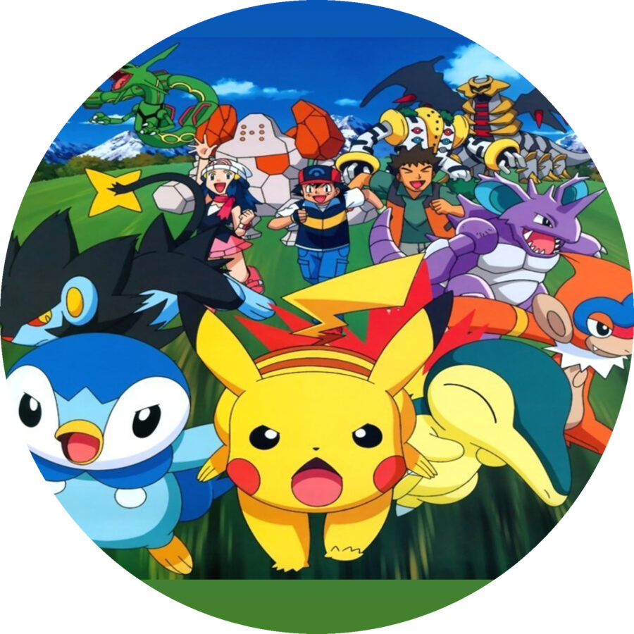 Cialda in ostia commestibile per torta tonda POKEMON ASH E PIKACHU, personalizzata con nome, disco, dolce, torte, cialde, ostie, cake topper, decorazioni, 38
