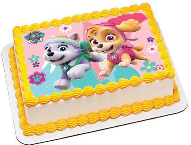 Cialda ostia senza glutine per torta rettangolare, PAW PATROL, personalizzata con nome, disco, dolce, torte, cialde, ostie, cake topper, decorazioni, BA