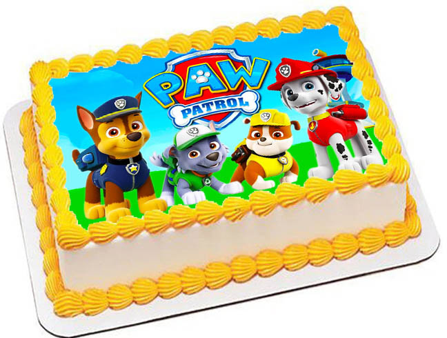 Cialda ostia senza glutine per torta rettangolare, PAW PATROL, personalizzata con nome, disco, dolce, torte, cialde, ostie, cake topper, decorazioni, AH