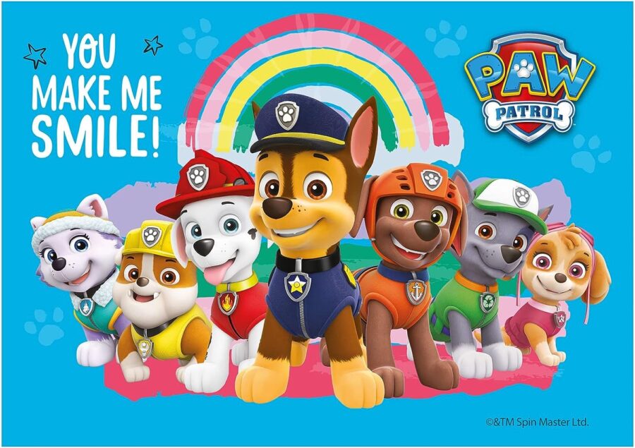 Cialda ostia senza glutine per torta rettangolare, PAW PATROL, personalizzata con nome, disco, dolce, torte, cialde, ostie, cake topper, decorazioni, CR - immagine 2