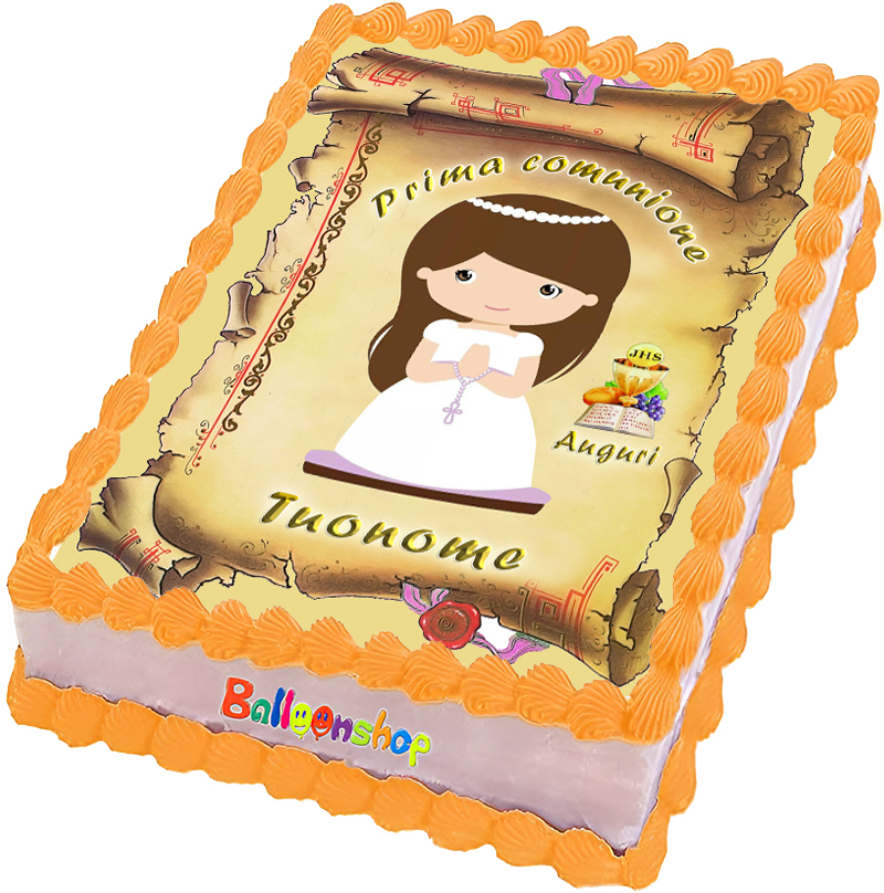 Cialda in ostia per torta rettangolare commestibile senza glutine PRIMA COMUNIONE, personalizzata con nome, disco, dolce, torte, cialde, ostie, cake topper, decorazioni, DE