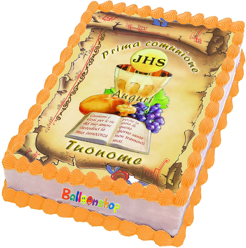 Cialda in ostia per torta rettangolare commestibile senza glutine PRIMA COMUNIONE, personalizzata con nome, disco, dolce, torte, cialde, ostie, cake topper, decorazioni, DF