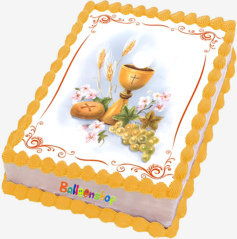 Cialda in ostia per torta rettangolare commestibile senza glutine PRIMA COMUNIONE, personalizzata con nome, disco, dolce, torte, cialde, ostie, cake topper, decorazioni, AC