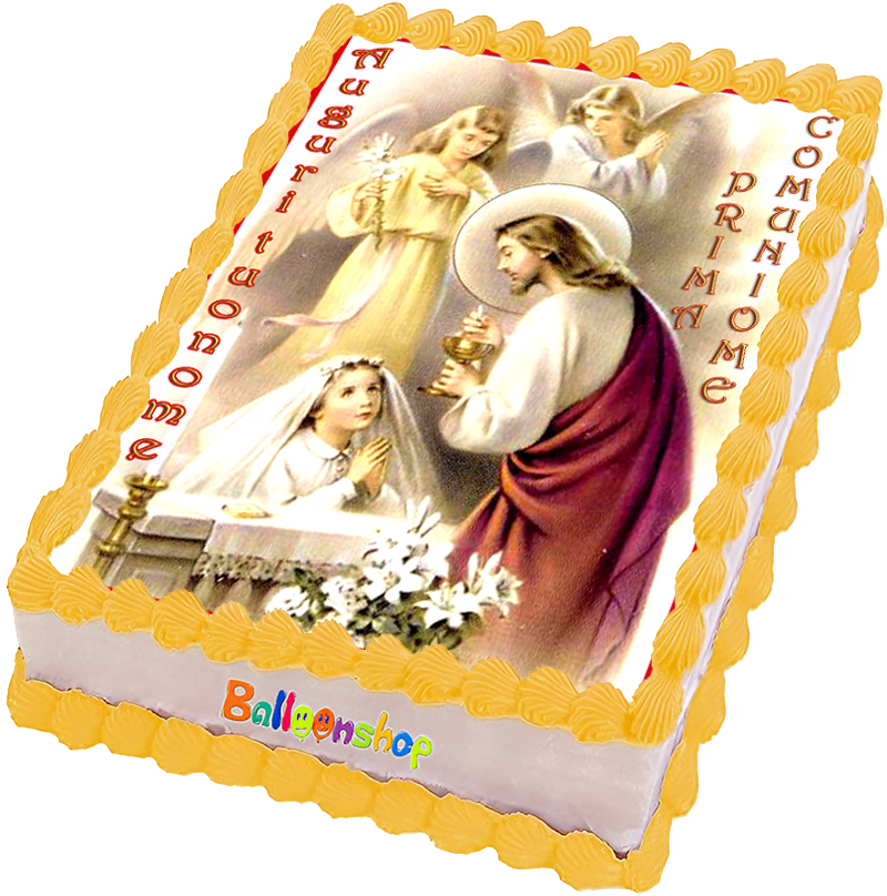 Cialda in ostia per torta rettangolare commestibile senza glutine PRIMA COMUNIONE, personalizzata con nome, disco, dolce, torte, cialde, ostie, cake topper, decorazioni, BF