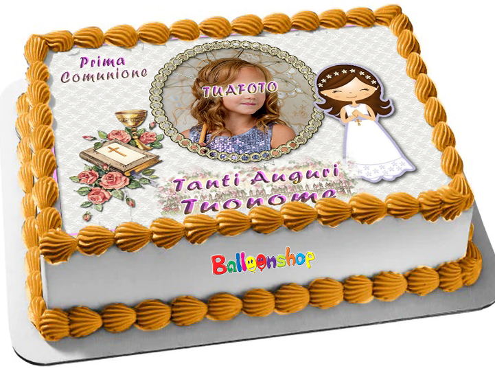 Cialda in ostia per torta rettangolare commestibile senza glutine PRIMA COMUNIONE, personalizzata con nome, disco, dolce, torte, cialde, ostie, cake topper, decorazioni, CV