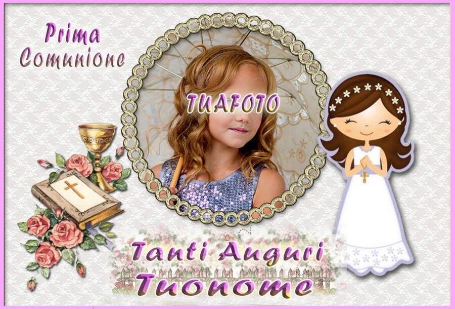 Cialda in ostia per torta rettangolare commestibile senza glutine PRIMA COMUNIONE, personalizzata con nome, disco, dolce, torte, cialde, ostie, cake topper, decorazioni, CV - immagine 2