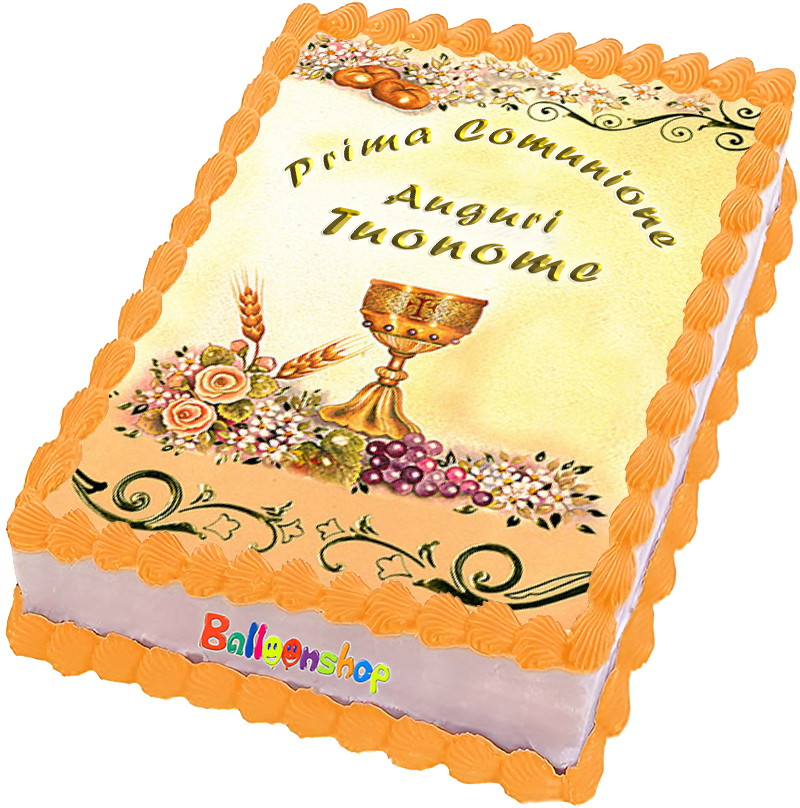 Cialda in ostia per torta rettangolare commestibile senza glutine PRIMA COMUNIONE, personalizzata con nome, disco, dolce, torte, cialde, ostie, cake topper, decorazioni, DA